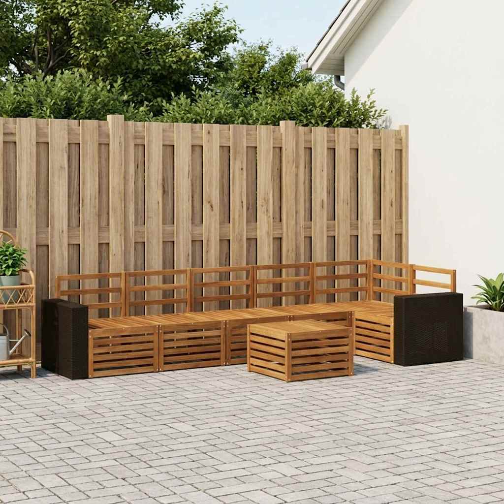vidaXL Conjunto de sofás de exterior 7 uds. Natural Poliéster