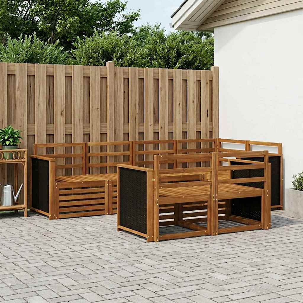 vidaXL Conjunto de sofás de exterior 6 uds. Natural