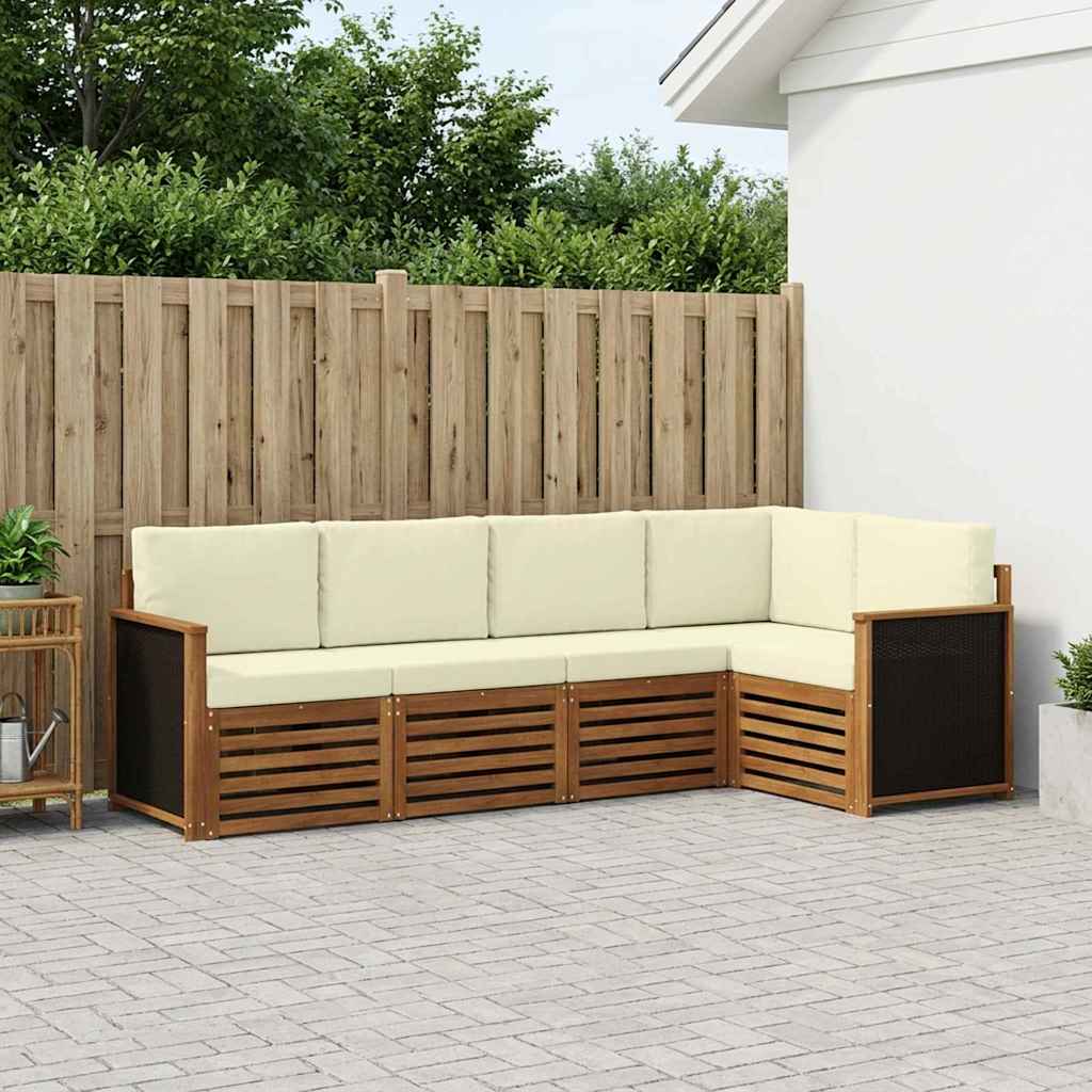 vidaXL Conjunto de sofás de exterior 6 uds. Natural y Crema