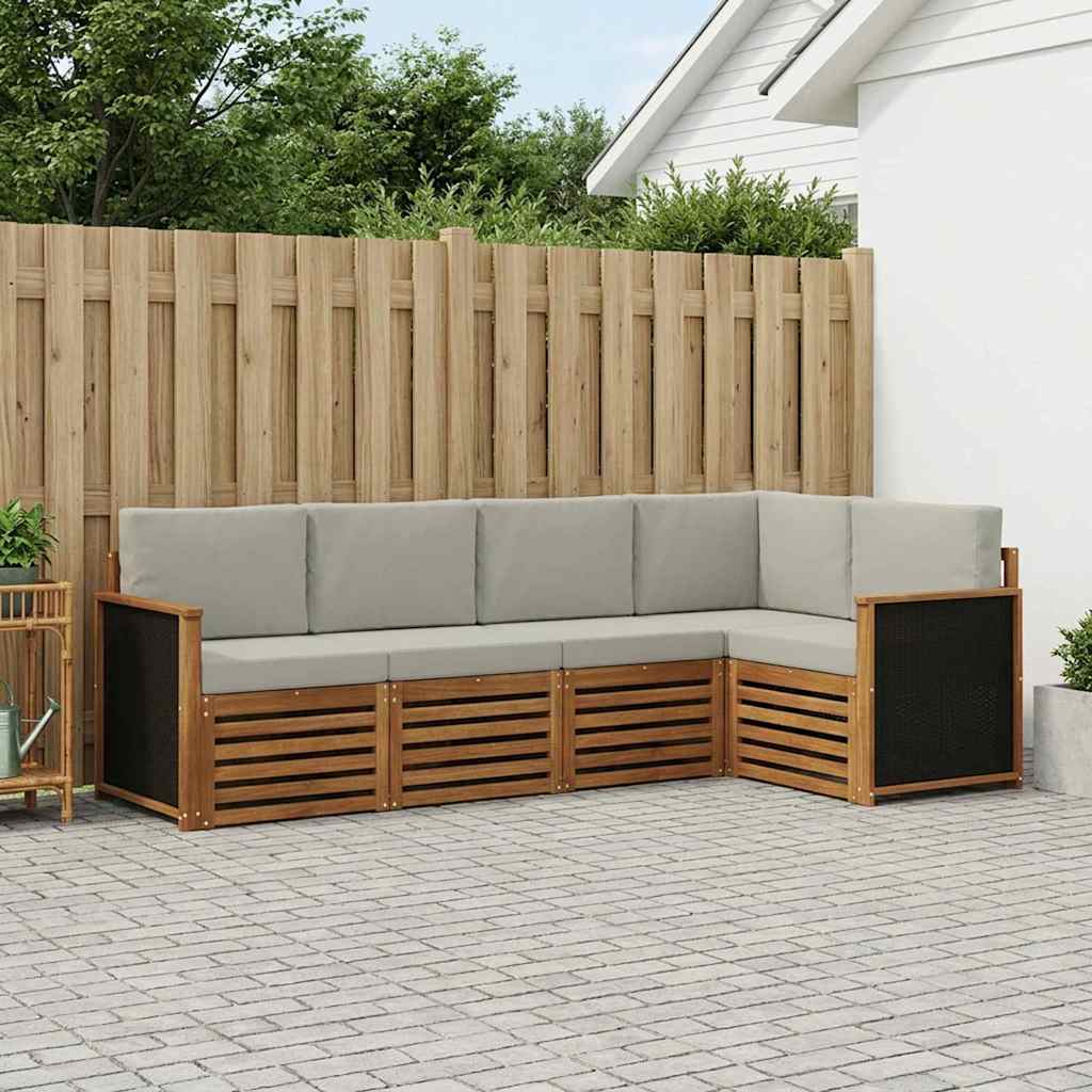 vidaXL Conjunto de sofás de exterior 6 uds. Natural y Gris Claro