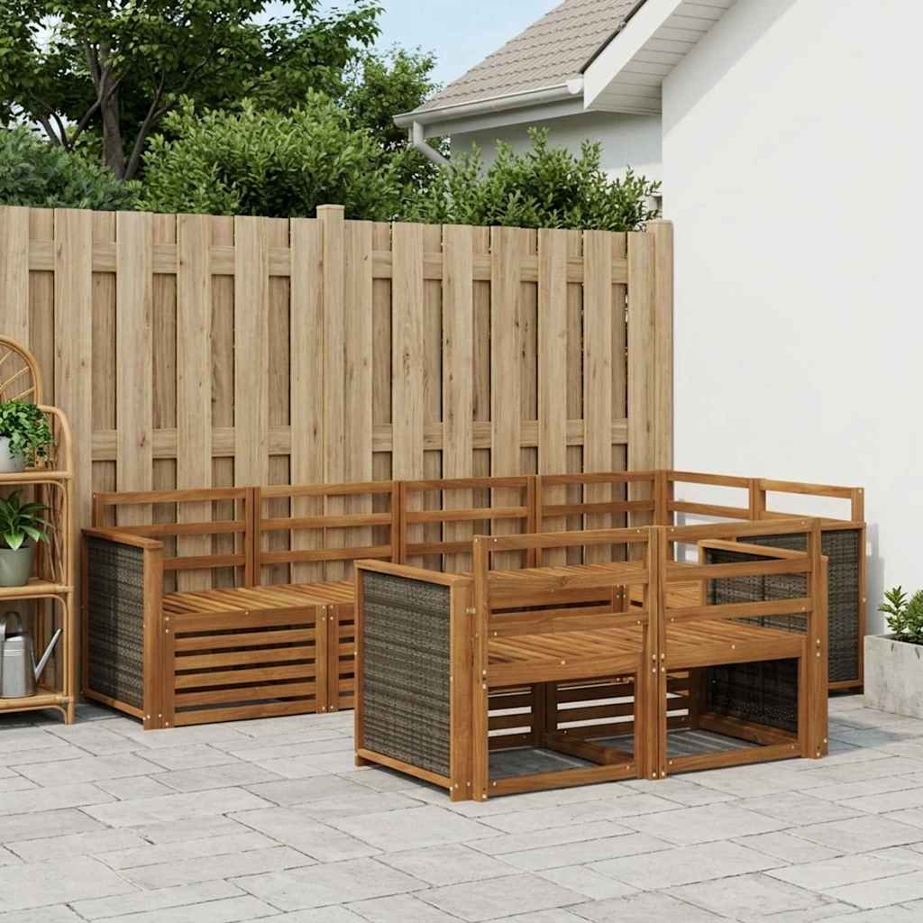 vidaXL Conjunto de sofás de exterior 6 uds. Natural
