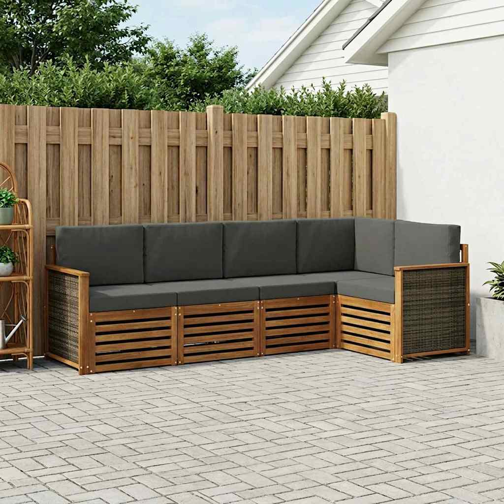 vidaXL Conjunto de sofás de exterior 6 uds. Natural y Antracita