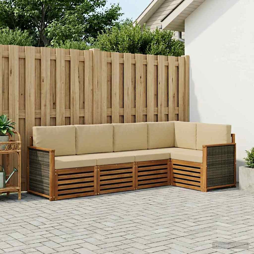 vidaXL Conjunto de sofás de exterior 6 uds. Natural
