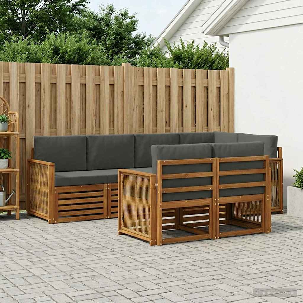 vidaXL Conjunto de sofás de exterior 6 uds. Natural y Antracita