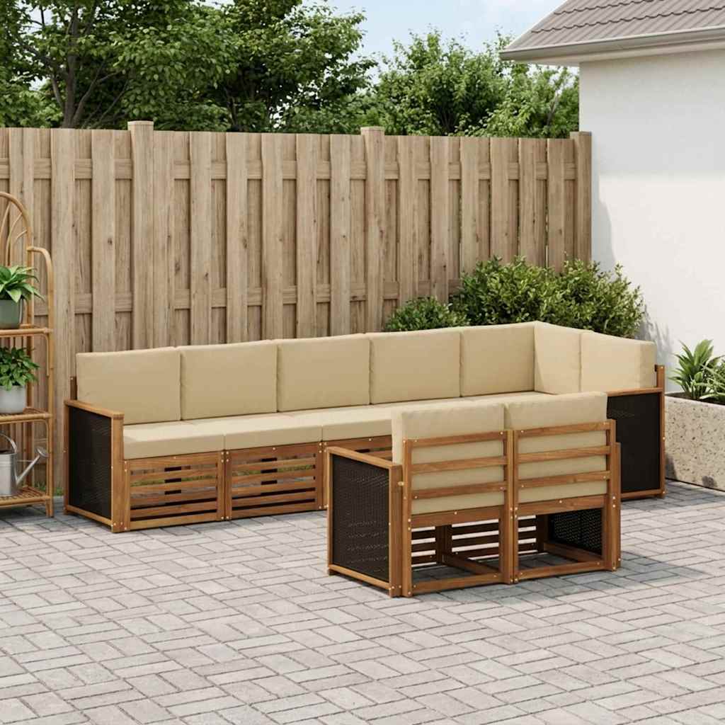 vidaXL Conjunto de sofás de exterior 7 uds.