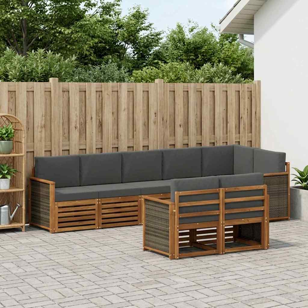 vidaXL Conjunto de sofás de exterior 7 uds.