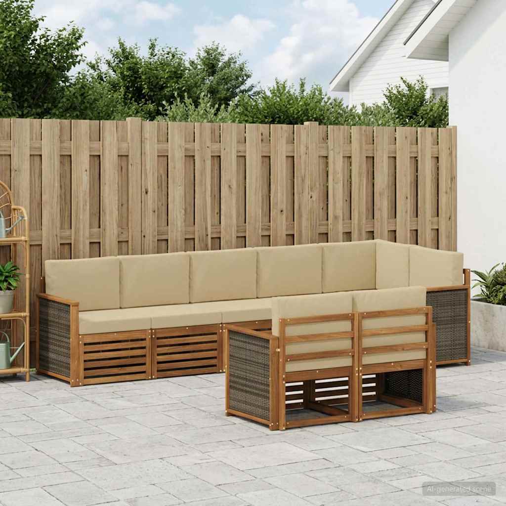 vidaXL Conjunto de sofás de exterior 7 uds.