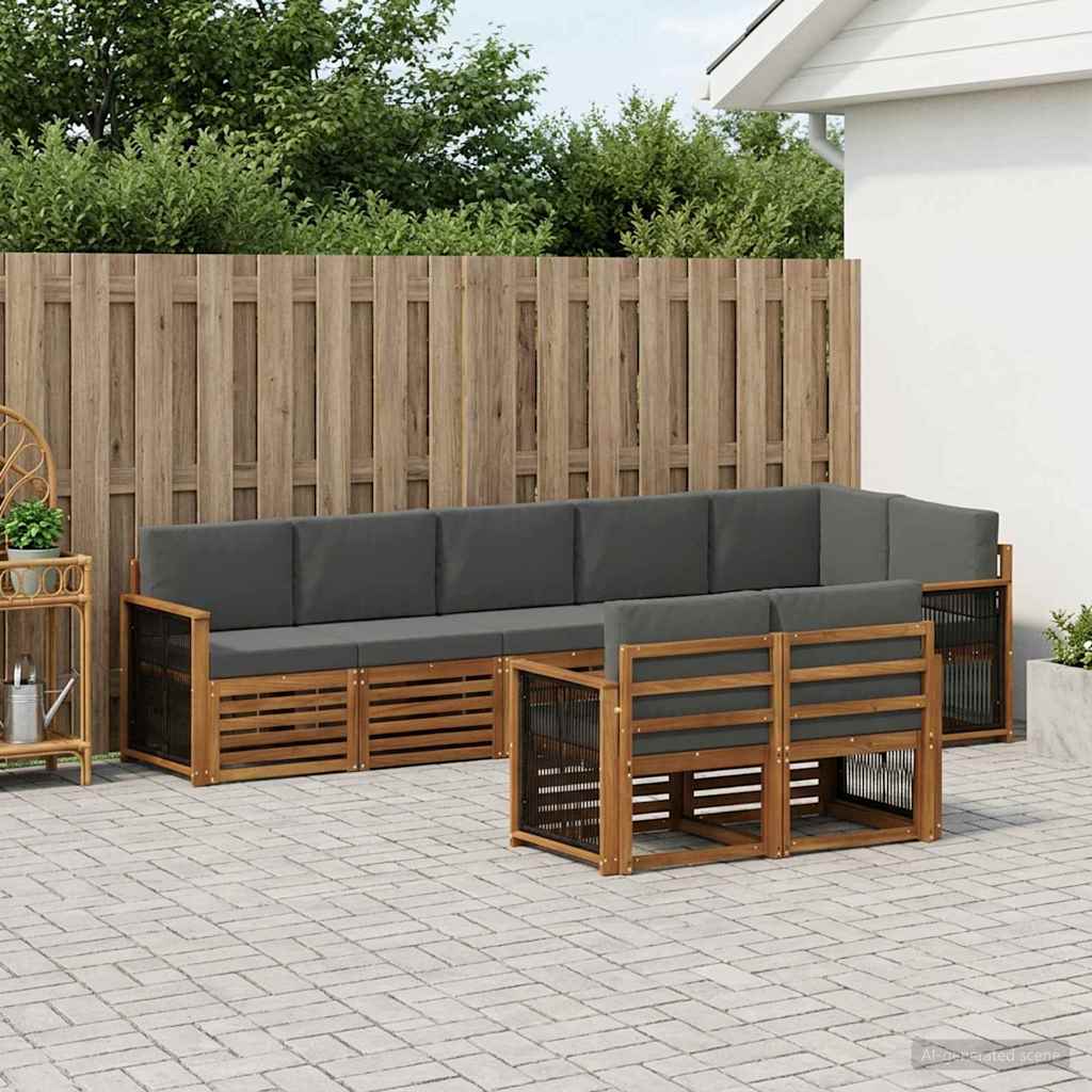 vidaXL Conjunto de sofás de exterior 7 uds.