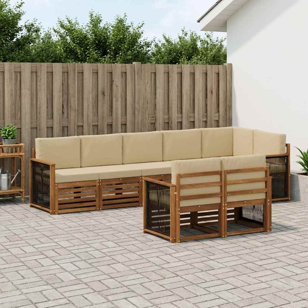 vidaXL Conjunto de sofás de exterior 7 uds.