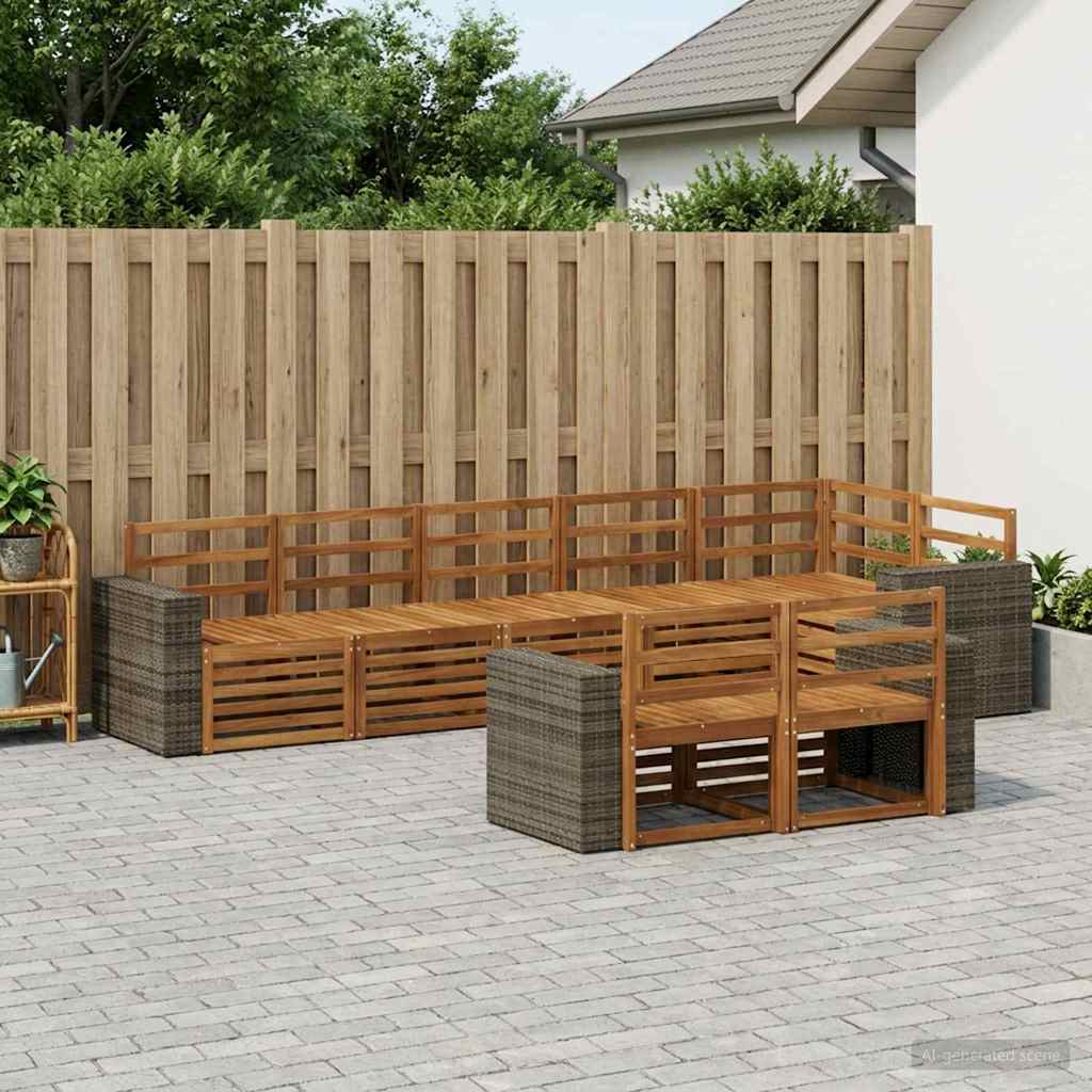vidaXL Conjunto de sofás de exterior 8 uds. Poliéster