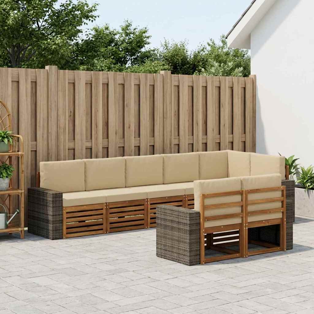vidaXL Conjunto de sofás de exterior 8 uds. Poliéster