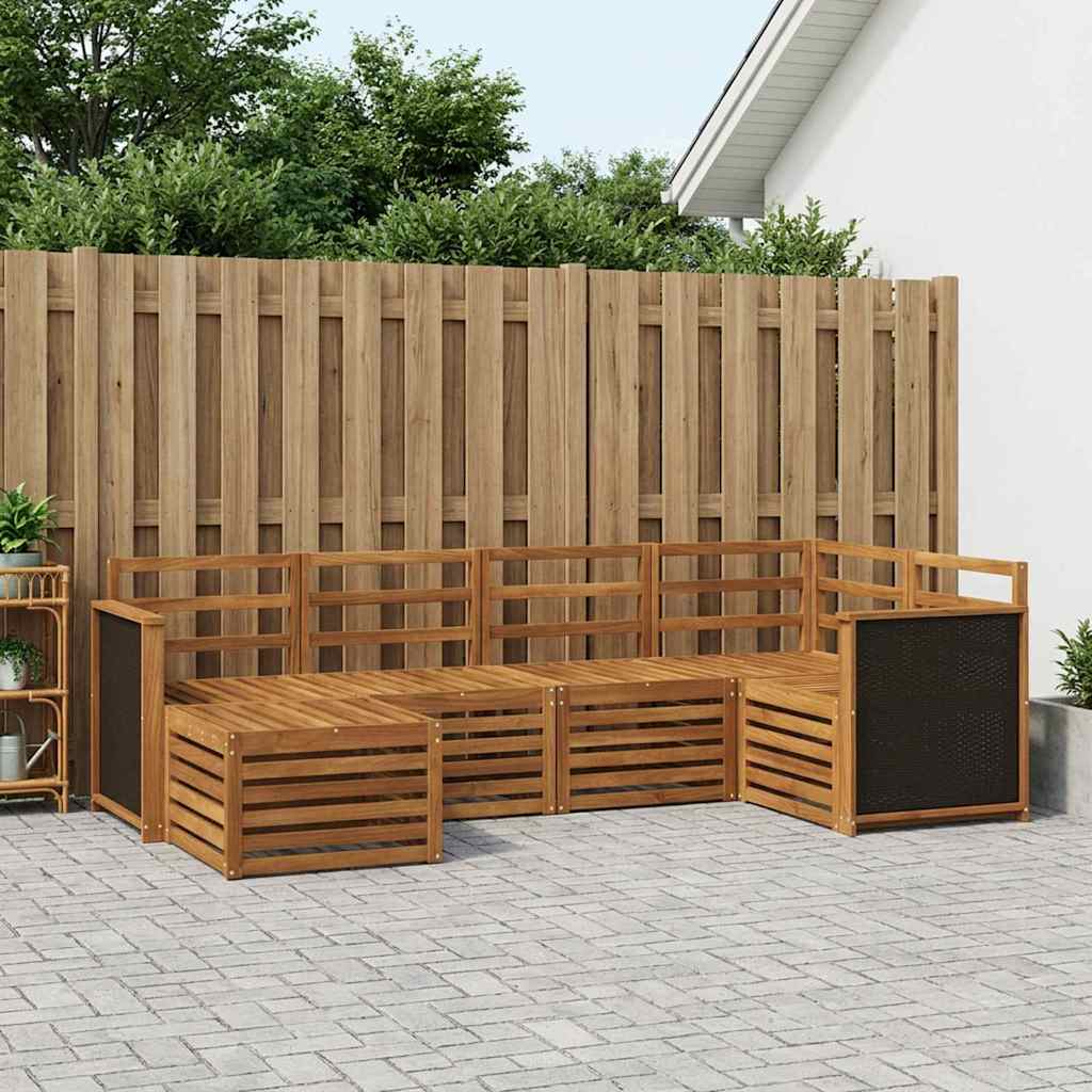 vidaXL Conjunto de sofás de exterior 5 uds. Natural