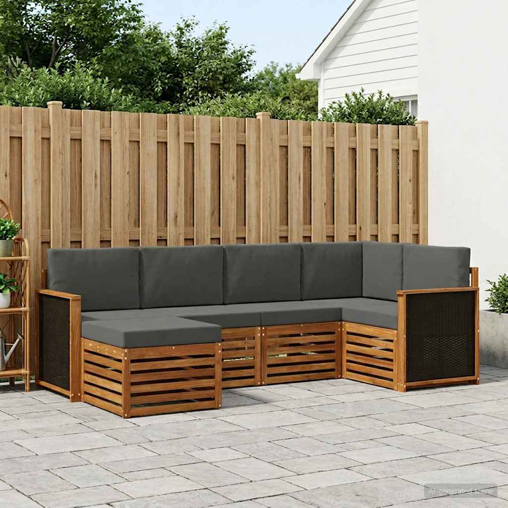 vidaXL Conjunto de sofás de exterior 5 uds. Natural y Antracita