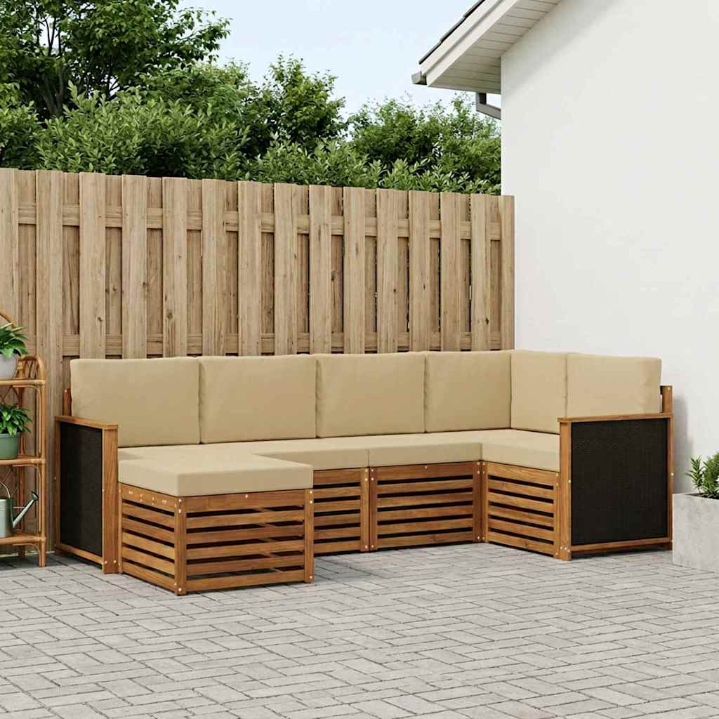 vidaXL Conjunto de sofás de exterior 5 uds. Natural