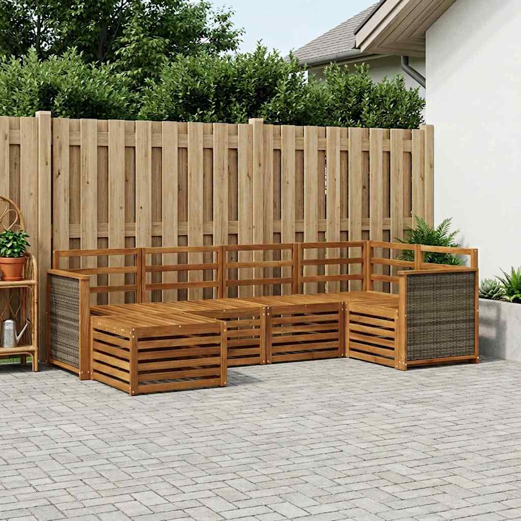 vidaXL Conjunto de sofás de exterior 5 uds. Natural