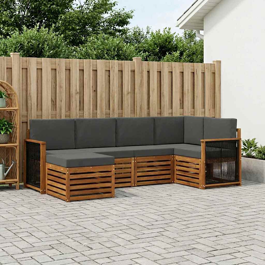 vidaXL Conjunto de sofás de exterior 5 uds. Natural y Antracita