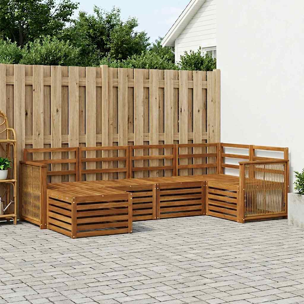 vidaXL Conjunto de sofás de exterior 5 uds. Natural