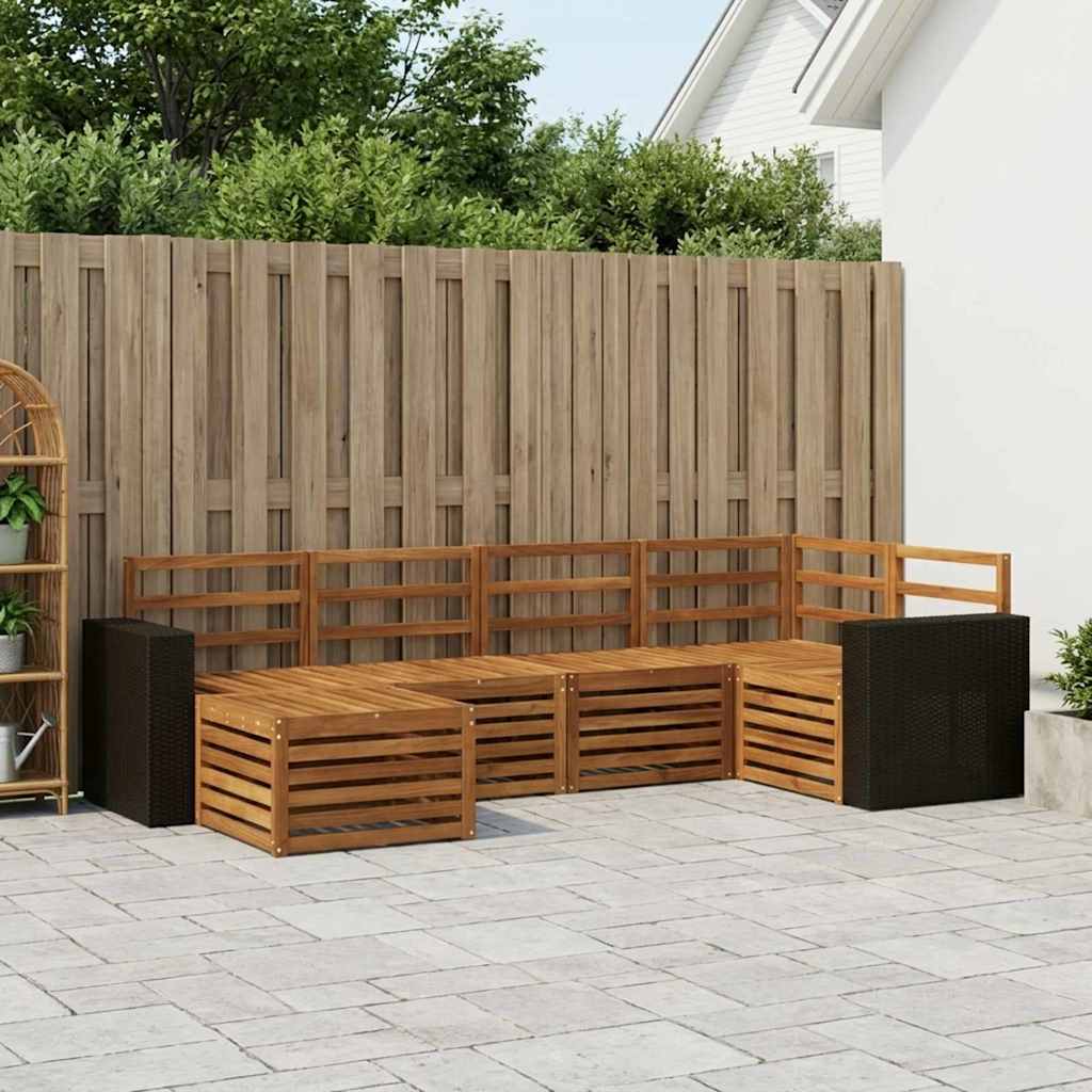 vidaXL Conjunto de sofás de exterior 6 uds. Natural Poliéster