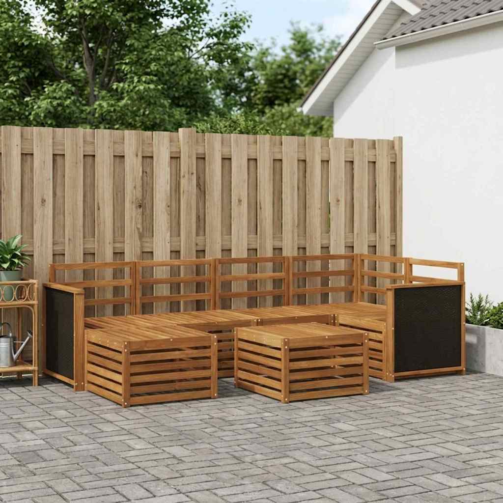 vidaXL Conjunto de sofás de exterior 6 uds. Natural