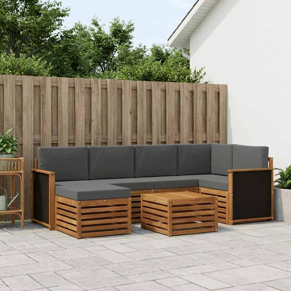 vidaXL Conjunto de sofás de exterior 6 uds. Natural y Antracita