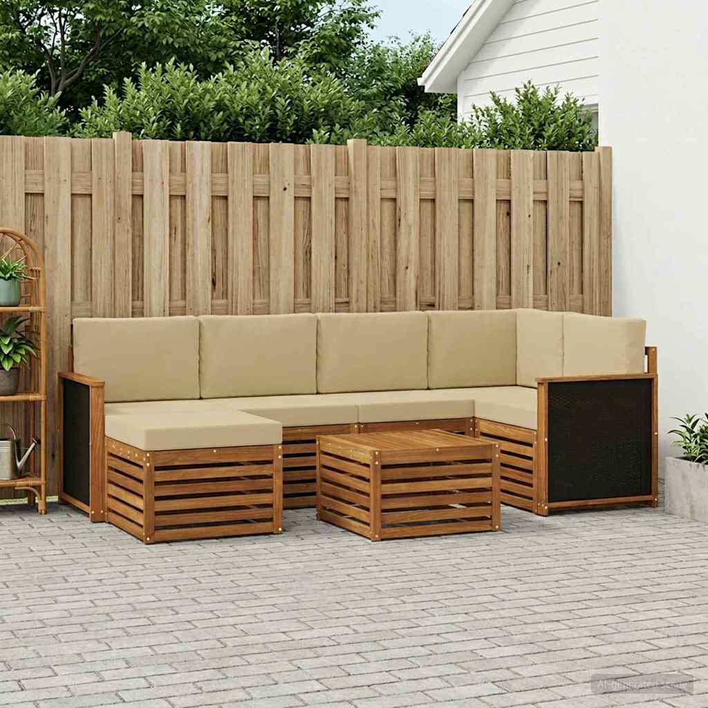 vidaXL Conjunto de sofás de exterior 6 uds. Natural