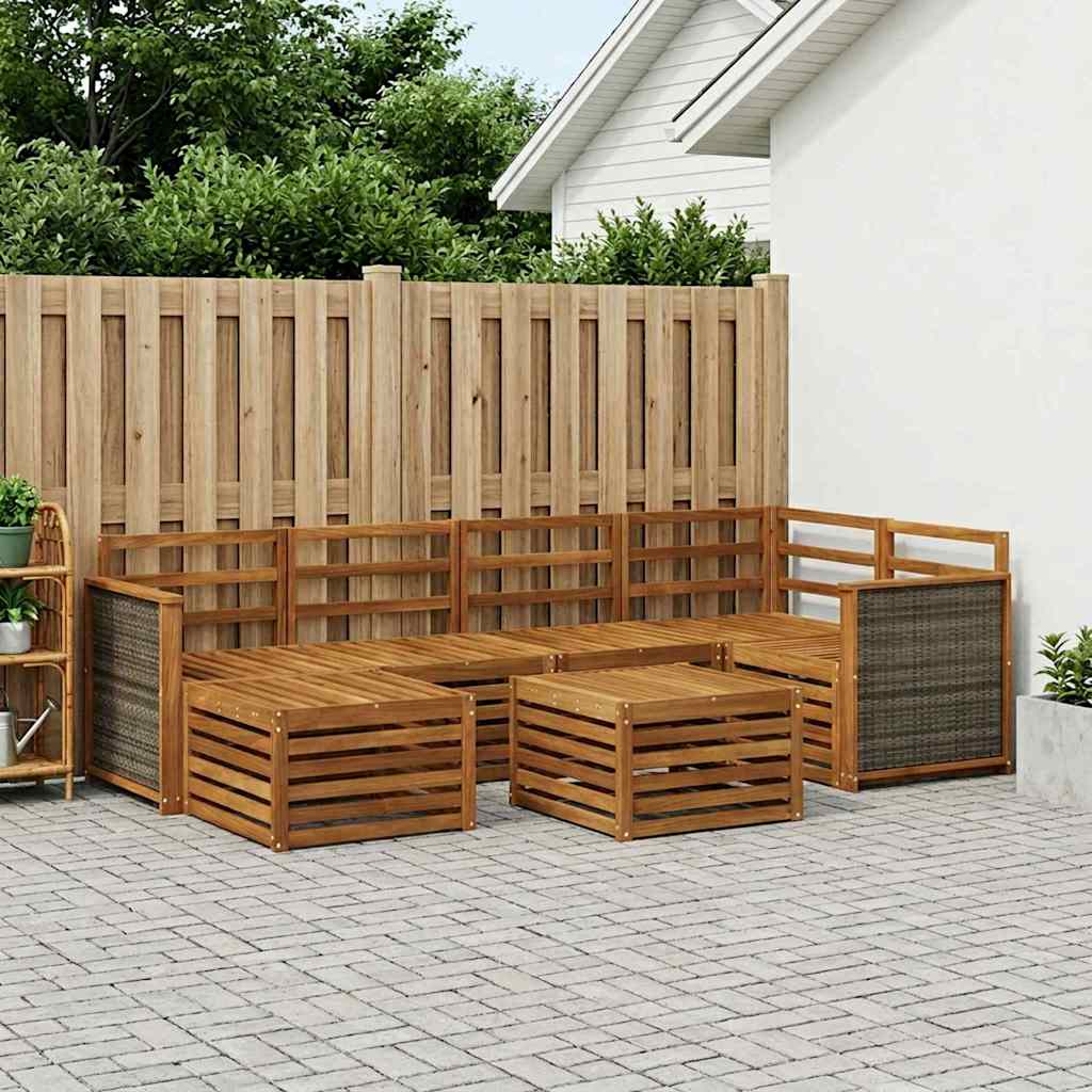 vidaXL Conjunto de sofás de exterior 6 uds. Natural