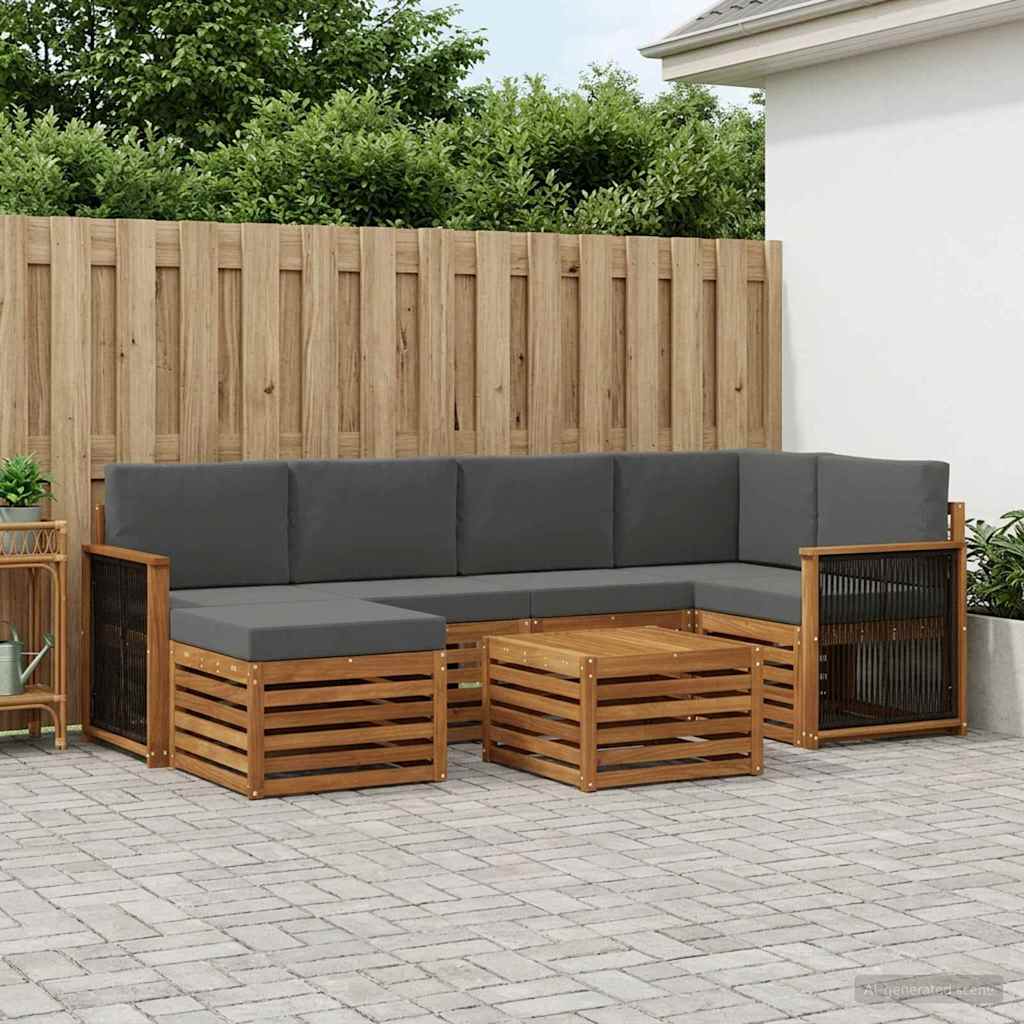 vidaXL Conjunto de sofás de exterior 6 uds. Natural y Antracita