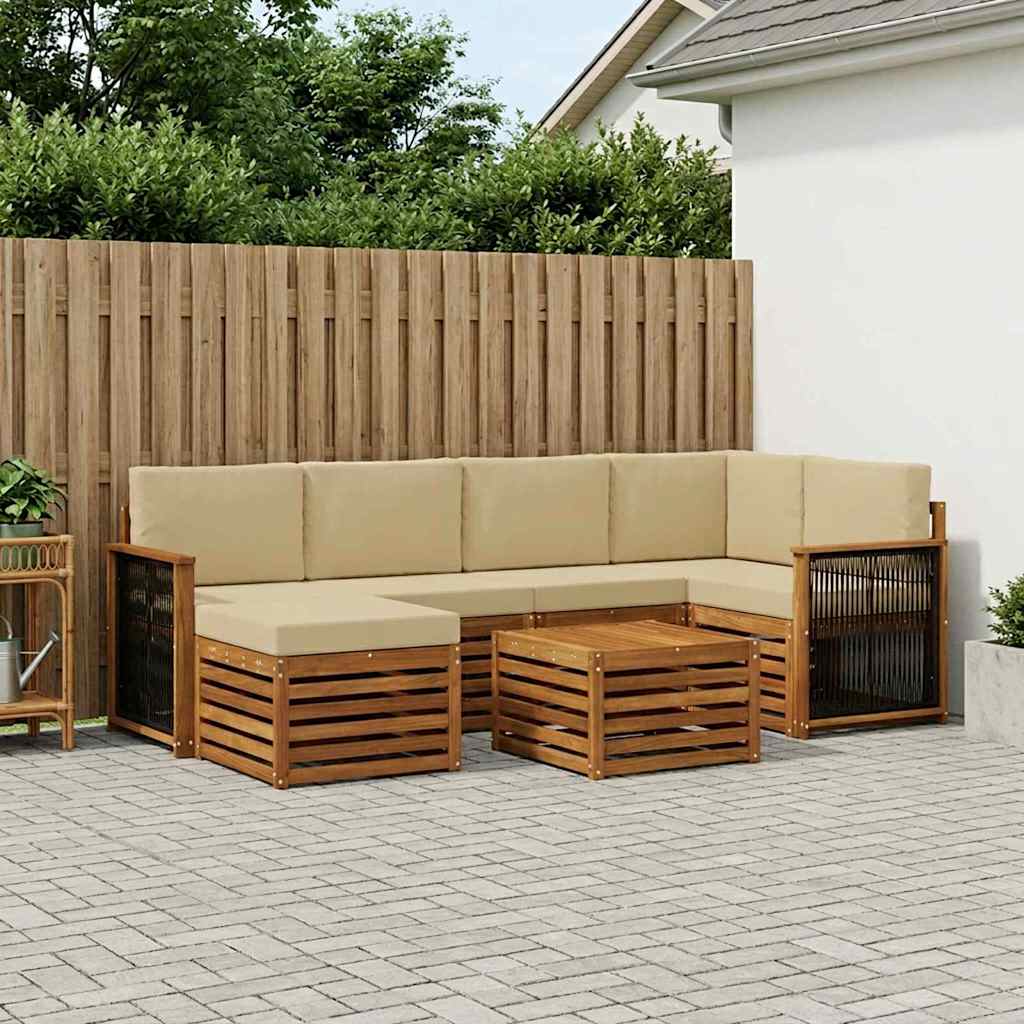 vidaXL Conjunto de sofás de exterior 6 uds. Natural