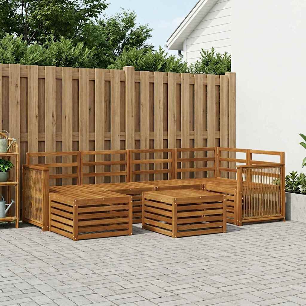 vidaXL Conjunto de sofás de exterior 6 uds. Natural