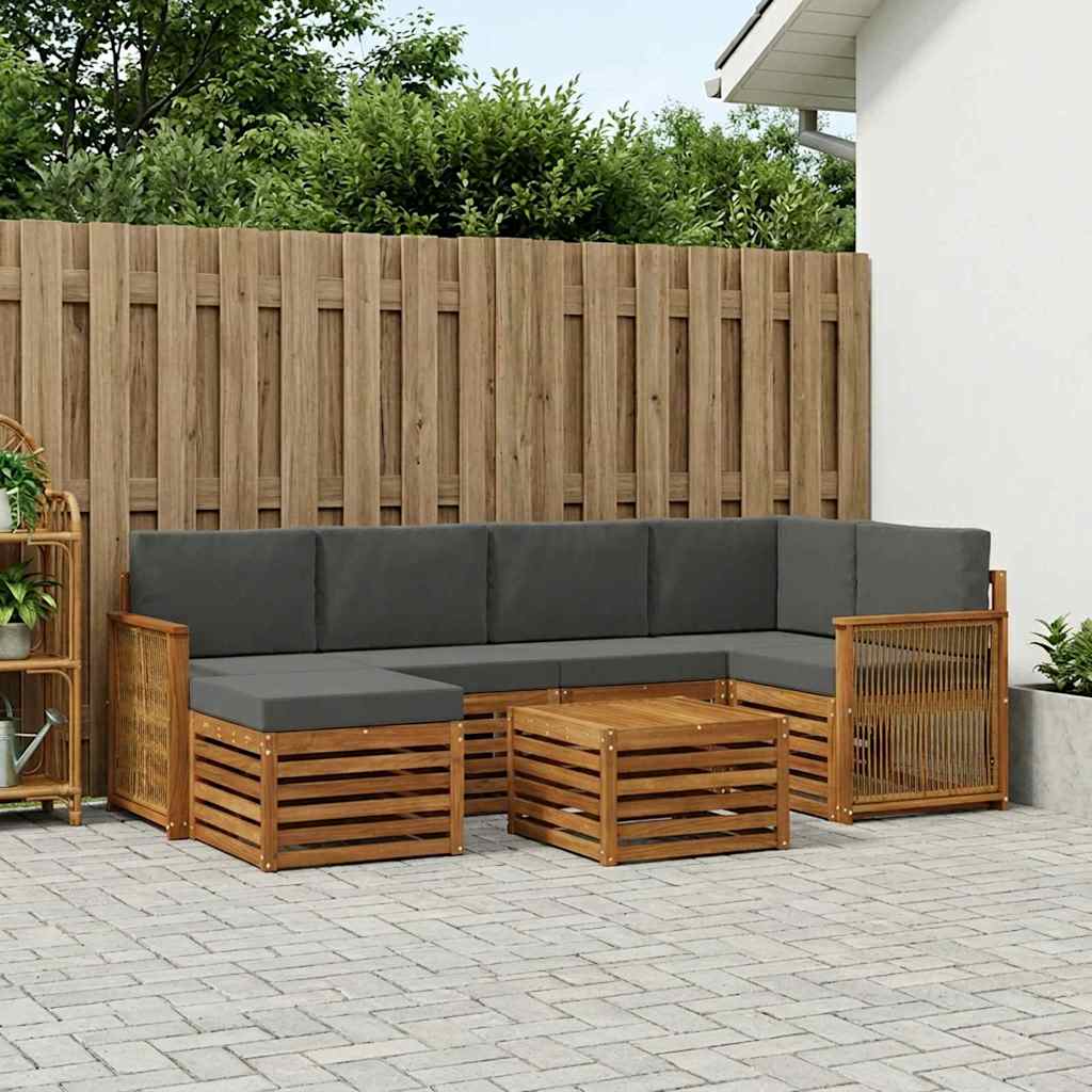 vidaXL Conjunto de sofás de exterior 6 uds. Natural y Antracita