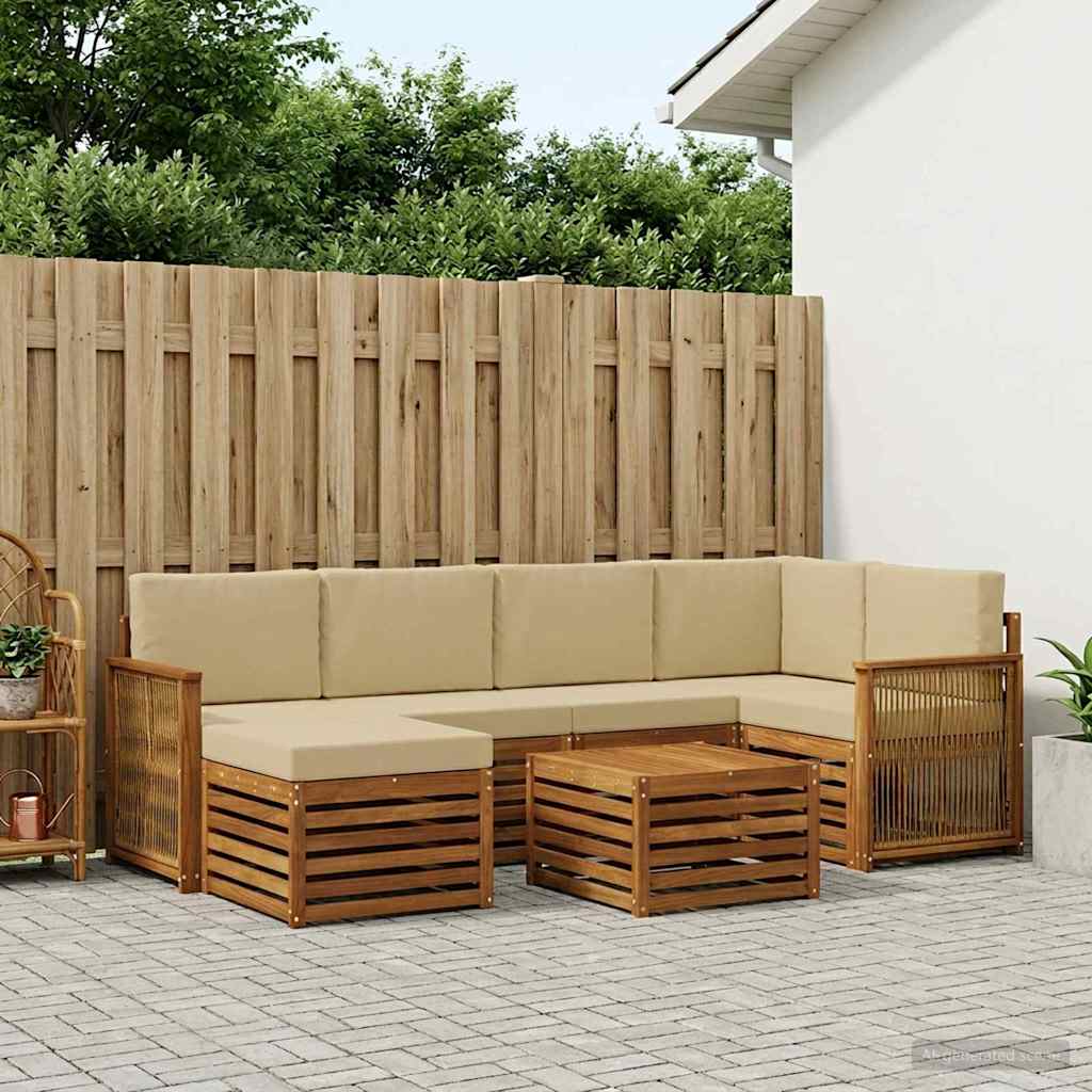 vidaXL Conjunto de sofás de exterior 6 uds. Natural