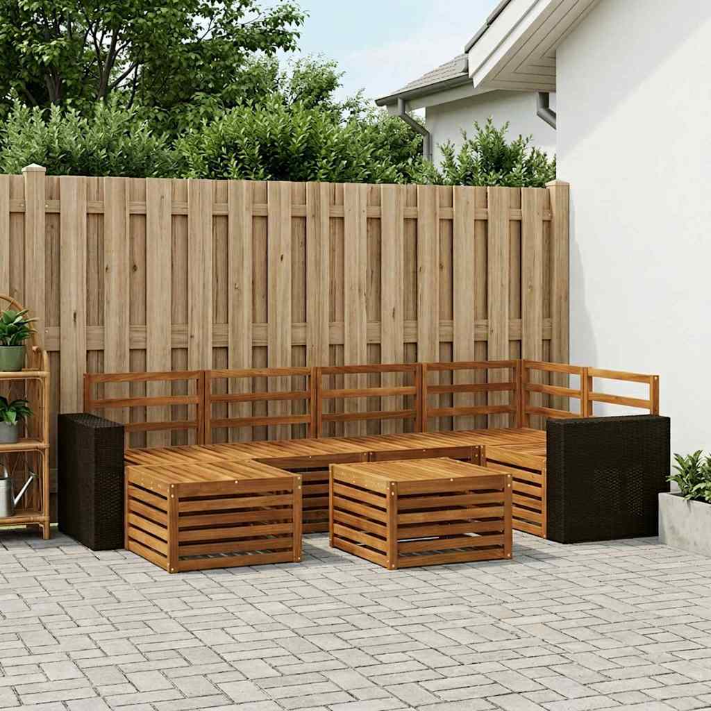 vidaXL Conjunto de sofás de exterior 7 uds. Natural Poliéster