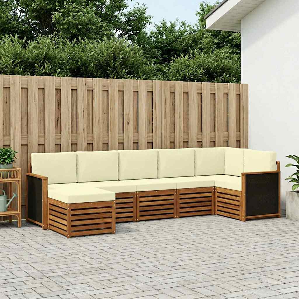 vidaXL Conjunto de sofás de exterior 6 uds. Natural y Crema