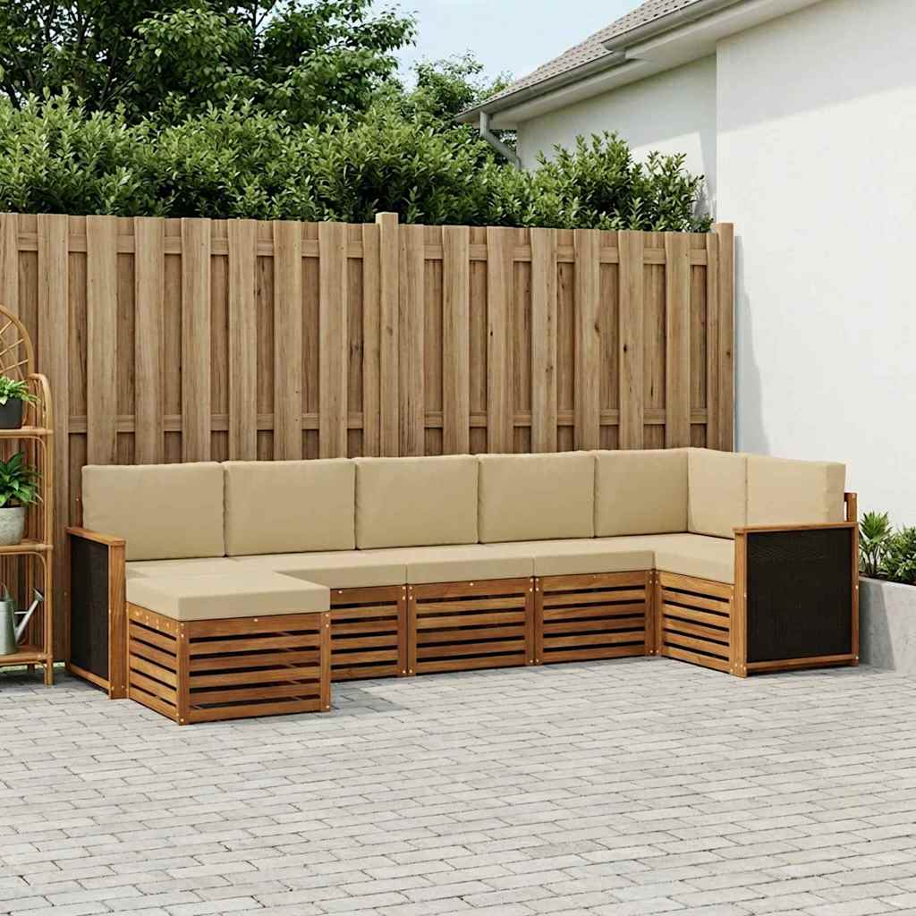 vidaXL Conjunto de sofás de exterior 6 uds. Natural