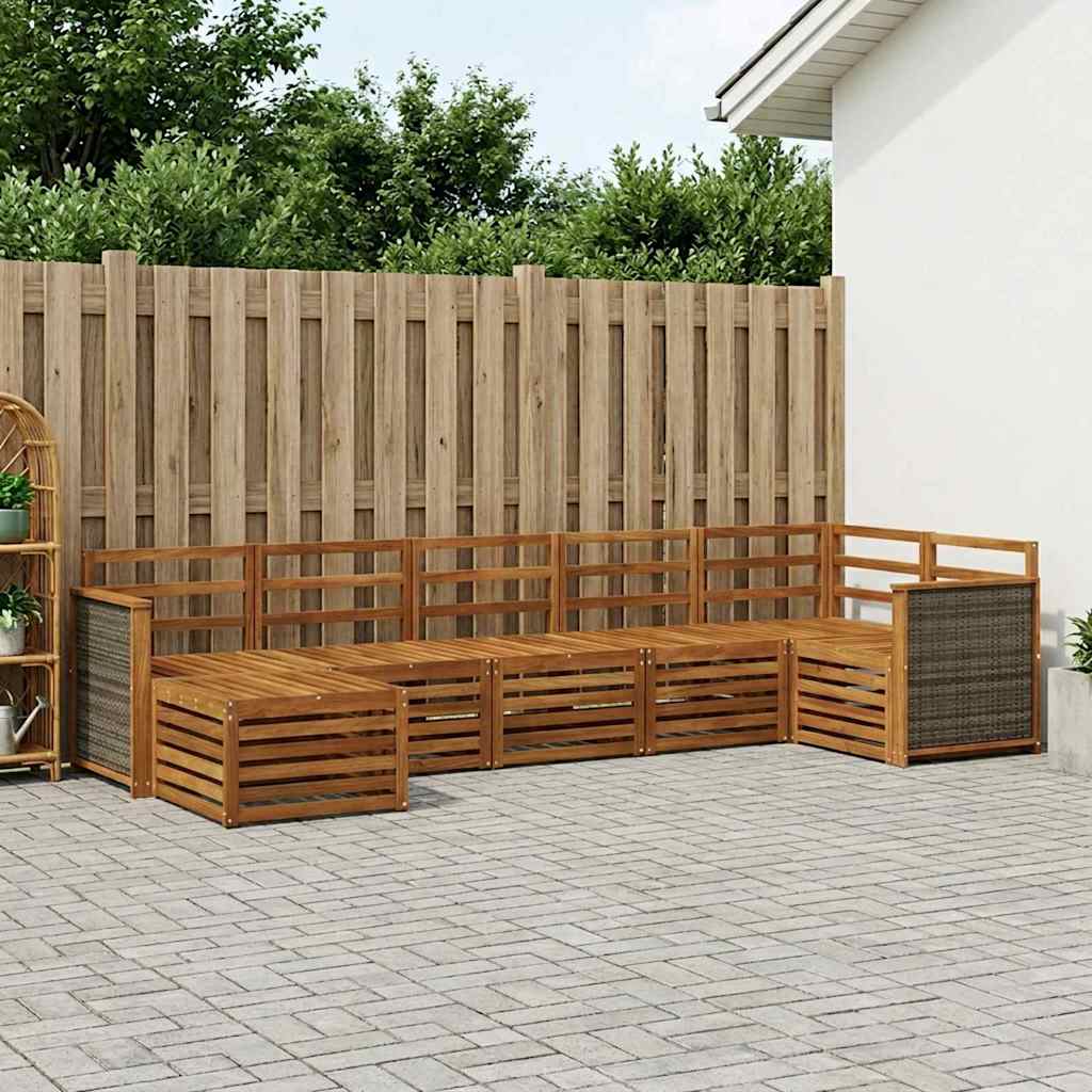 vidaXL Conjunto de sofás de exterior 6 uds. Natural
