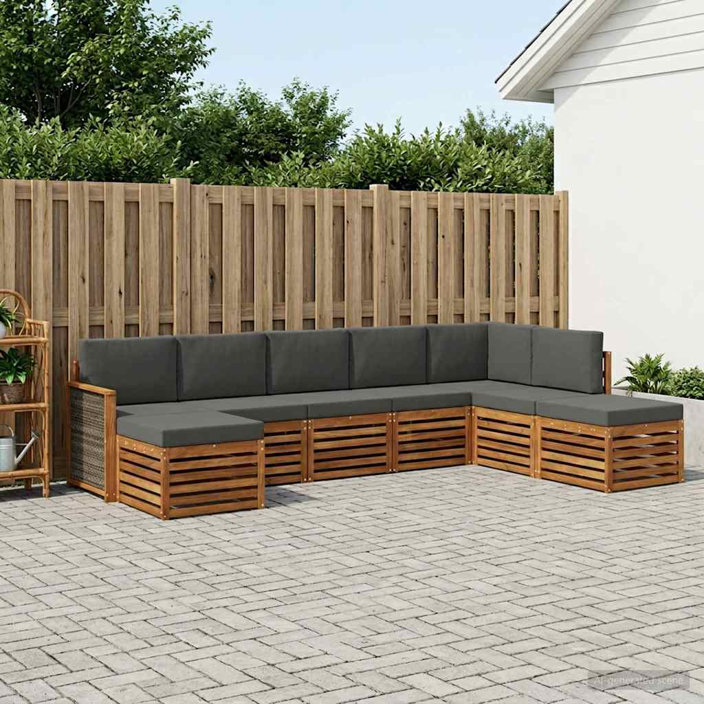 vidaXL Conjunto de sofás de exterior 6 uds. Natural y Antracita