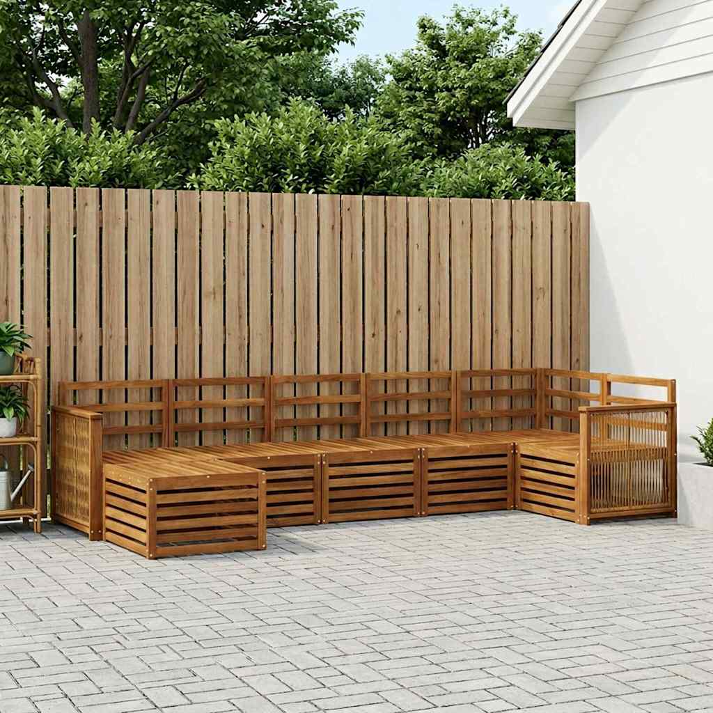 vidaXL Conjunto de sofás de exterior 6 uds. Natural