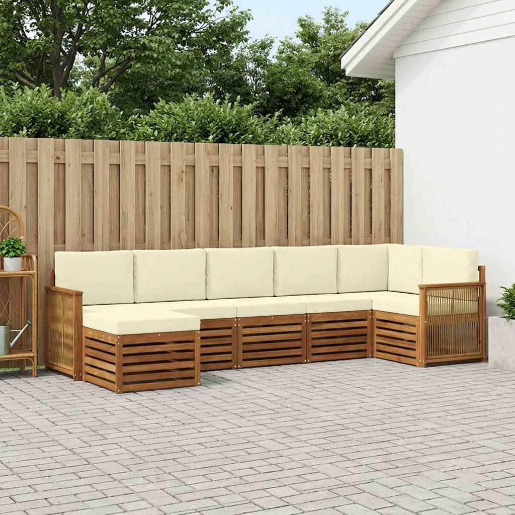 vidaXL Conjunto de sofás de exterior 6 uds. Natural y Crema