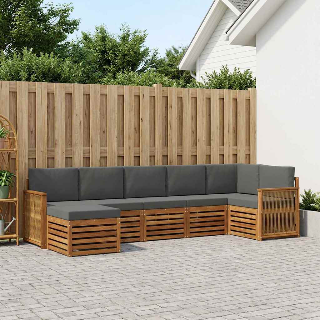 vidaXL Conjunto de sofás de exterior 6 uds. Natural y Antracita