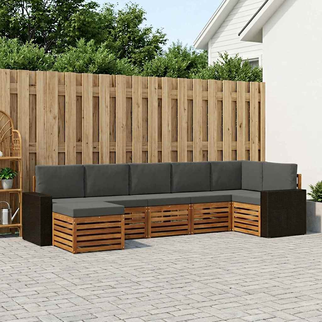 vidaXL Conjunto de sofás de exterior 7 uds. Natural y Antracita