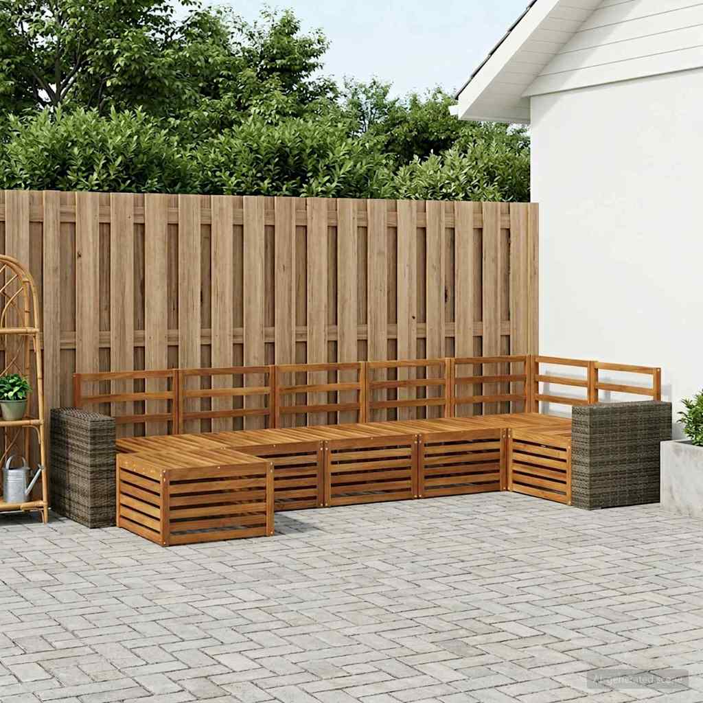 vidaXL Conjunto de sofás de exterior 7 uds. Natural