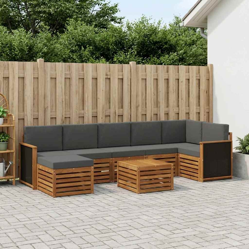 vidaXL Conjunto de sofás de exterior 7 uds. Natural y Antracita