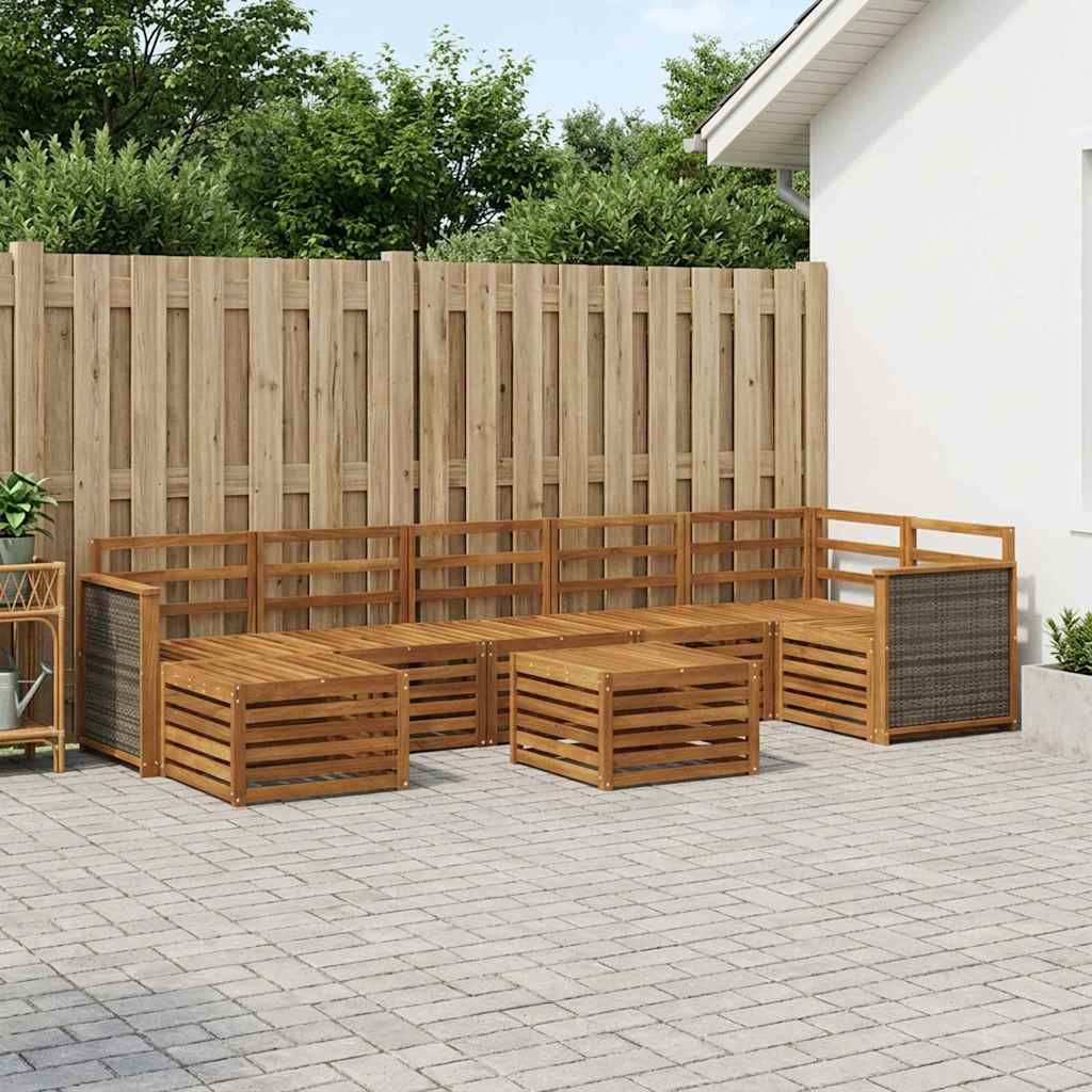 vidaXL Conjunto de sofás de exterior 7 uds. Natural