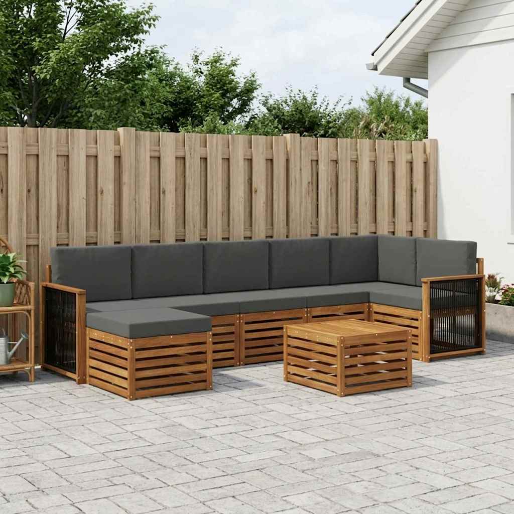 vidaXL Conjunto de sofás de exterior 7 uds. Natural y Antracita