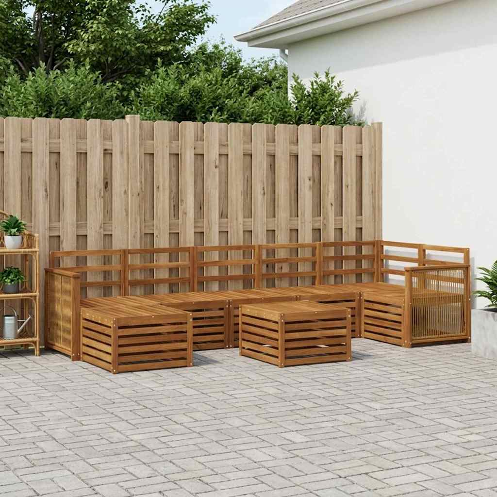 vidaXL Conjunto de sofás de exterior 7 uds. Natural