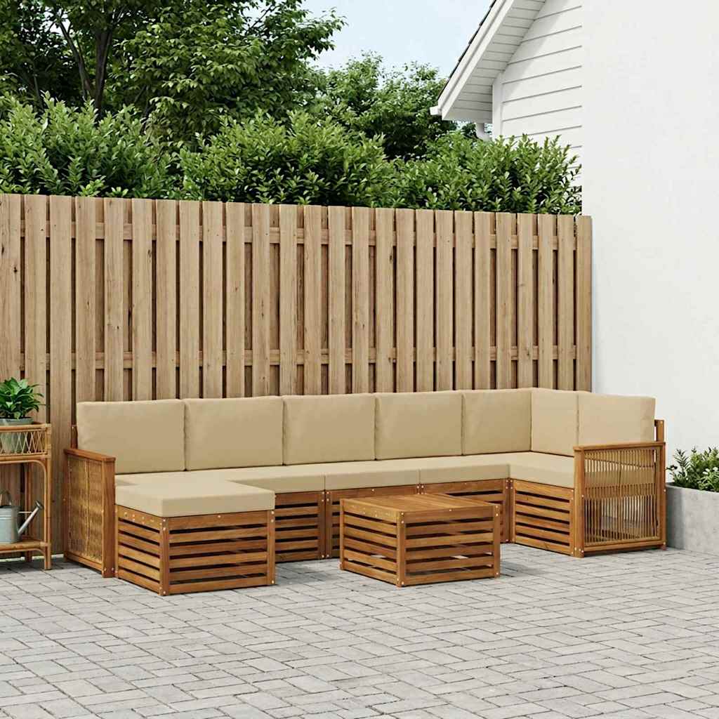 vidaXL Conjunto de sofás de exterior 7 uds. Natural
