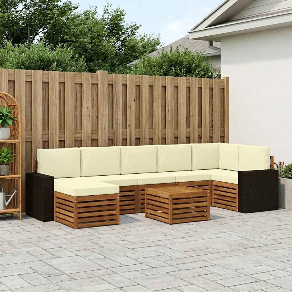 vidaXL Conjunto de sofás de exterior 8 uds. Natural y Crema