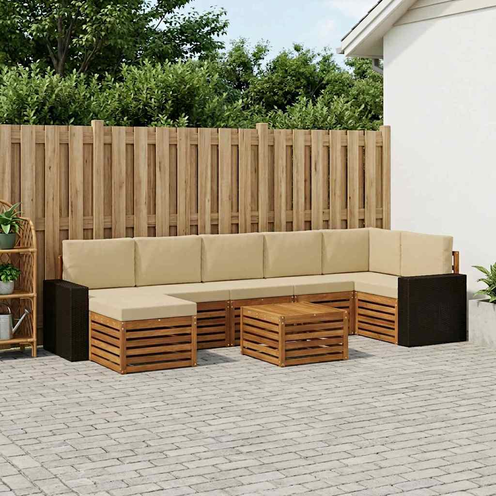 vidaXL Conjunto de sofás de exterior 8 uds. Natural y Beige