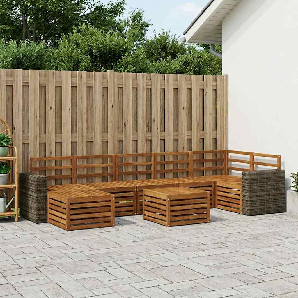 vidaXL Conjunto de sofás de exterior 8 uds. Natural