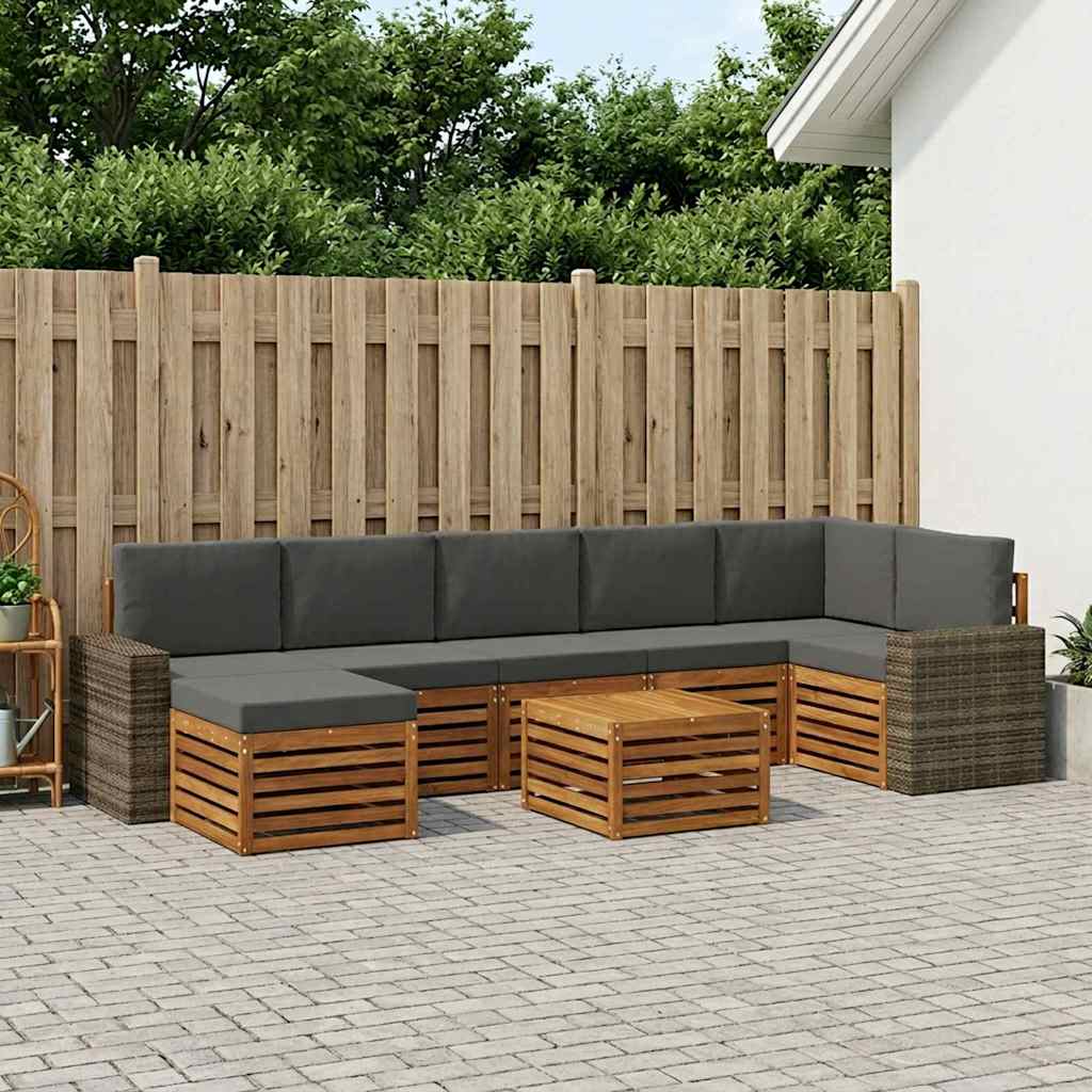 vidaXL Conjunto de sofás de exterior 8 uds. Natural y Antracita